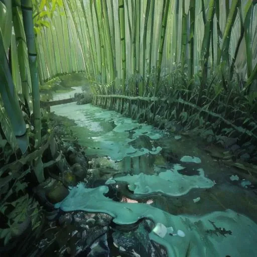 a detailed bamboo made out of slime, dense-forest, a vast bamboo forest made out of slime, translucent bamboo, transparent bamboo, bamboo made out of slime, a red brick path through the bamboo forest, red slime brick, green slime bamboo, bbforest,
everything made of slime, No simple background, ((slime tree)), detailed leaves, detailed bark texture,
overcast sky, natural light, no bright spots,
((translucent slime)), ((transparent slime)), made of water, (bioluminescent slime), sl1m3, slime, slime-morph, ais-blmn, saturated colors, no creatures, no monsters, no pokemon, scenery only, scenery, ral-lava, watce