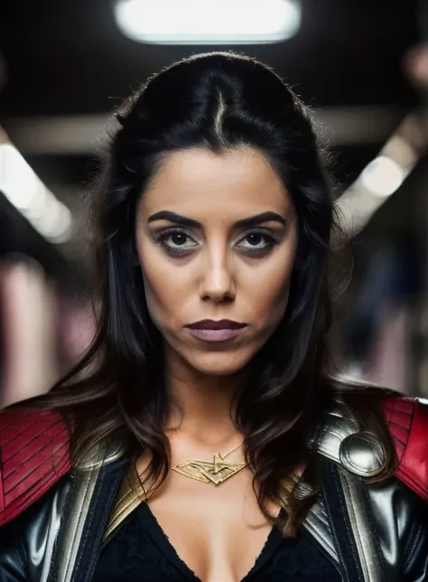 (sharp focus:1.2), photo, attractive young woman, (cansu_dere), detailed eyes, luscious lips, (winged eyeliner:0.85), (thor cosplay:1.2), (dark hair:1.2), wearing (jacket:1.2) at a (shop:1.2). (moody lighting:1.2), depth of field, bokeh, 4K, HDR.
<lora:cansu_dere-000006:0.7>,