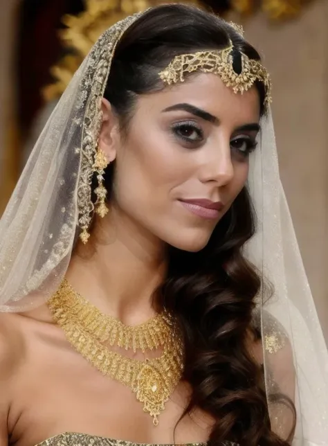 cansu_dere, wearing a gold dress and jewelry with a tiara on her head and a necklace on her neck with ((happy face)), masterpiece, best quality, CG, detailed light, extremely detailed, royalty, HDR, intricate details,brown eyes
<lora:cansu_dere-000006:0.9>,