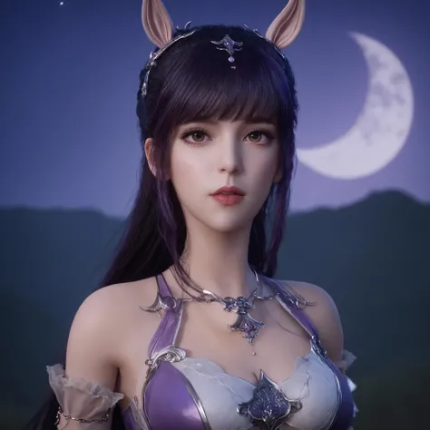 masterpiece, highest quality, Sivana, Dragon Girl, Facial blemishes, Pointed Ears, Yellow Eyes, Colored sclera, elongated pupils, Skin of color, (Purple Skin:1.2), Twin Blade, Low Ponytail, Long Hair, Toned Up, Abdominal muscles, Combat Stance, Frowning, Pouting, View Viewer, forest, Night Sky, Sharm's Mother, Dragon Horn, Helmet, Pauldrons, breastplate, abdomen, Hip Armor, Bare thighs(16k, RAW Photos, highest quality, High resolution), High-definition RAW color photos, Professional photos, (Layered silhouette: 1.2), Complex patterns, (Realistic, Photorealistic: 1.3), (Japanese Girls), Big Breasts、Very firm breasts、are not drooping、The cleavage is visible。Too much exposure、(NSFW)、Shine、(Detailed face: 1.2), (masterpiece: 1.5),Fine-grained beautiful skin, (cute: 1.2), (sexy), (highest quality: 1.2), (One girl: 1.3), (solo, soloフォーカス), A completely normal human body type, A depiction of a woman that is faithful to human anatomy, A representation of a healthy, balanced and vibrant woman。Too much breast exposure。
「No deformed or unnatural body parts」No missing limbs。Normal number of heads, limbs。Head, limbs, and thickness are normal for height。The number of heads is one。Body length is anatomically normal。