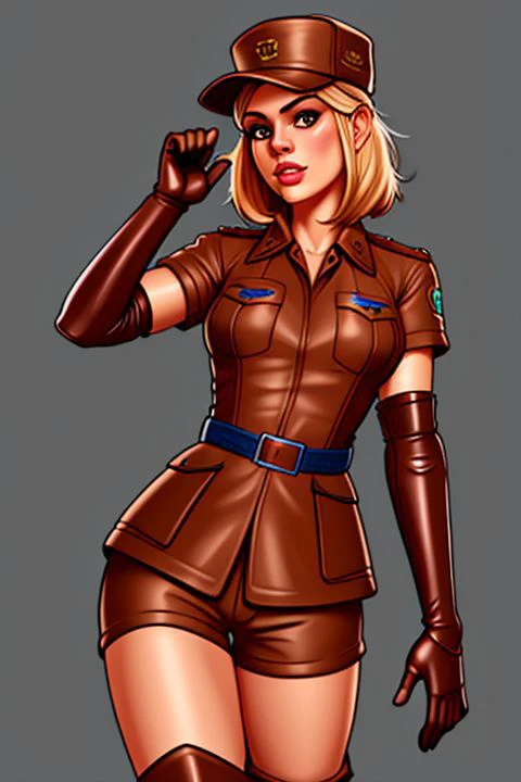 TwinkleNora, Brown Clothes, Short Sleeves, Shorts, Elbow Gloves, Knee Boots, Hat , Extremely Detailed Digital Art by Statomi Mikuriya <lora:TwinkleNora:0.7>