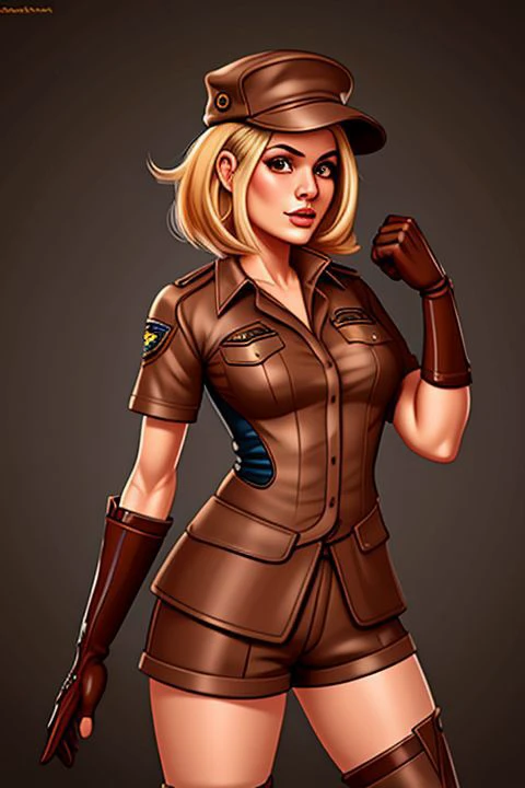 TwinkleNora, Brown Clothes, Short Sleeves, Shorts, Elbow Gloves, Knee Boots, Hat , Extremely Detailed Digital Art by Statomi Mikuriya <lora:TwinkleNora:0.6>