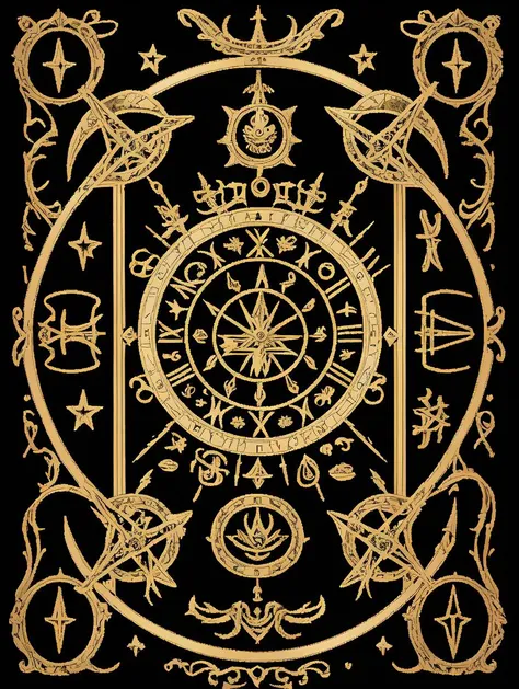 best quality, masterpiece, horoscope, star(sign), tarot, dark background, <lora:mysterious-signs_first-ver:0.7>