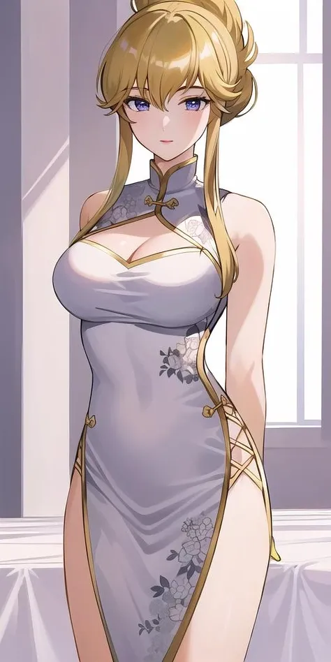 <lora:LipumiraV1:0.7>, Lipumira, large breasts, standing, solo, china dress, masterpiece, best quality, detailed face, detailed eyes, highres,