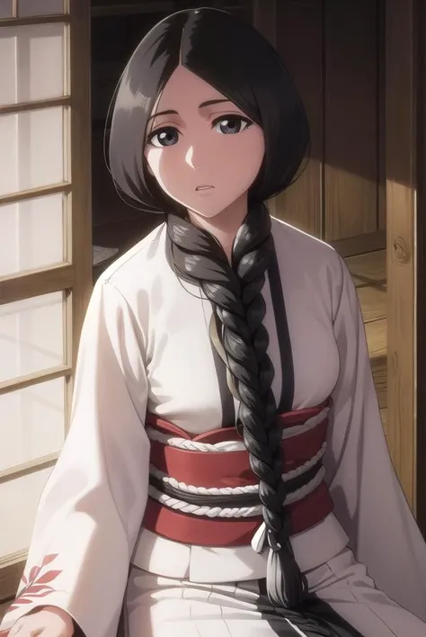unohana, <lyco:unohana-lyco-nochekaiser:1>,
unohana, long hair, black hair, braid, (single braid:1.5), (black eyes:1.5),
BREAK japanese clothes, kimono, single braid,
BREAK looking at viewer, full body,
BREAK indoors,
BREAK <lyco:GoodHands-beta2:1>, (masterpiece:1.2), best quality, high resolution, unity 8k wallpaper, (illustration:0.8), (beautiful detailed eyes:1.6), extremely detailed face, perfect lighting, extremely detailed CG, (perfect hands, perfect anatomy),
