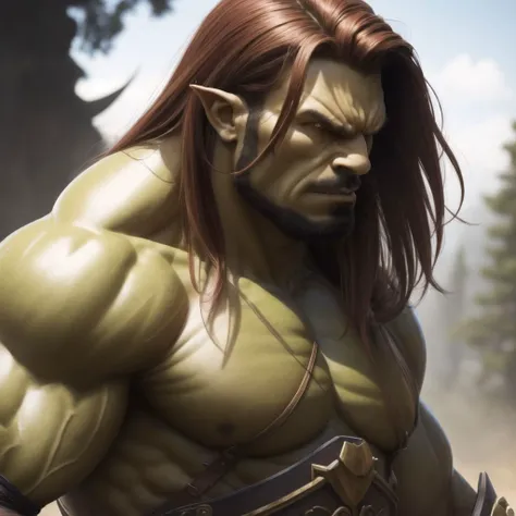 (masterpiece:1.2), (best quality:1.2), (extremely detailed:1.2), (extremely detailed face), (photorealistic:1.2), (ultra detailed), 8k, 1girl, full body shot, close up muscular body, medium boobs, shoulder length hair, dark red hair, tribe tattoos, girl wears warrior armors, angry, on the grass field, look at viewer, <lora:orczor_v4.0:1>,(rczor1.5), orc, monster, green skin, muscular, size difference, height difference, tusks, grabbing girl's head