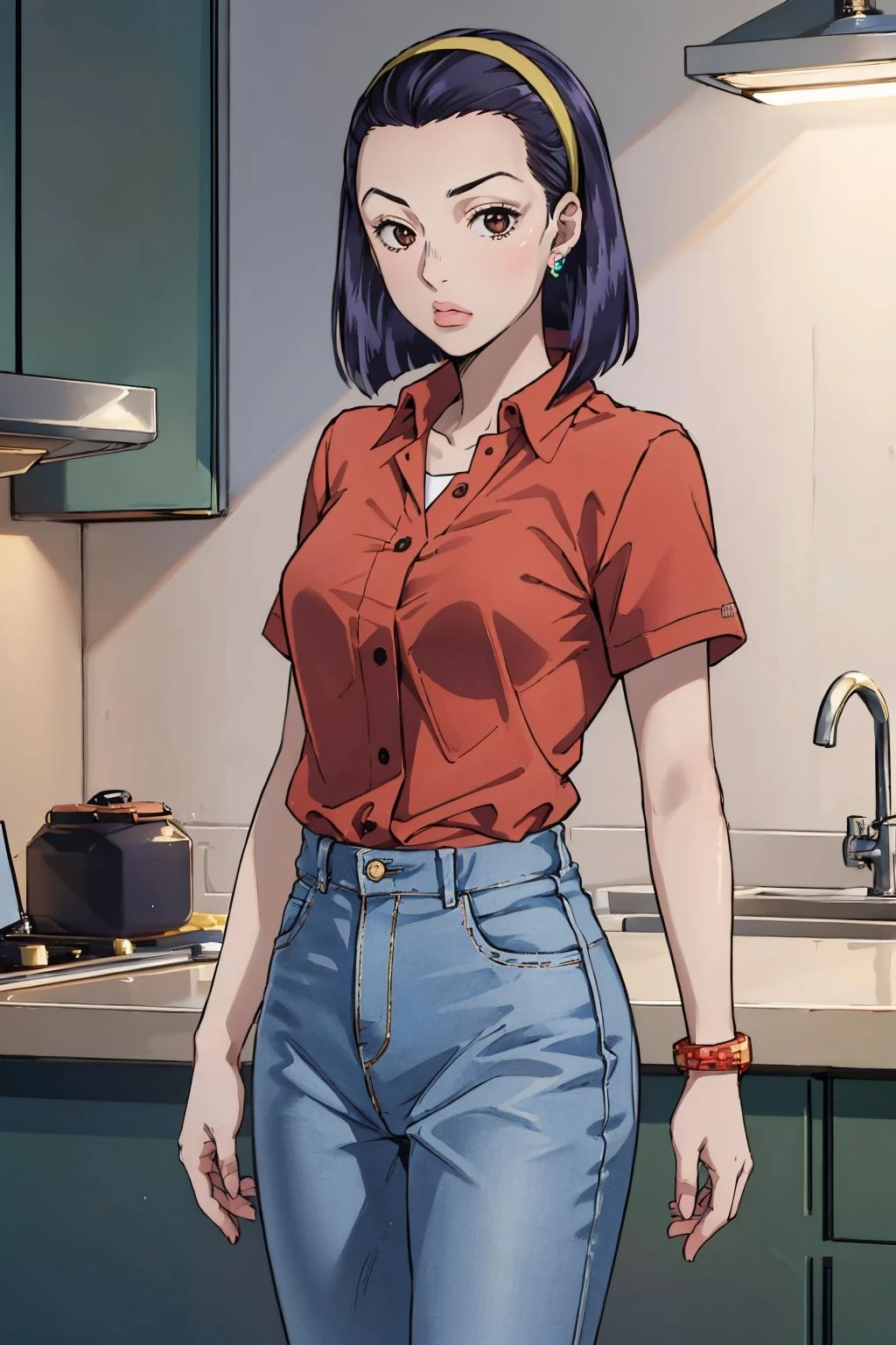 <lora:TomokoHigashikata:0.7> TomokoHigashikata, 1girl, jewelry, earrings, shirt, pants
masterpiece, best quality, absurdres,