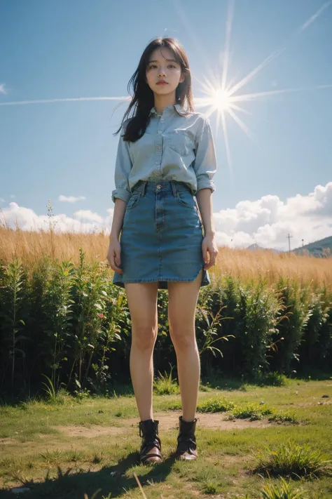 Best Quality,Masterpiece,Ultra High Resolution,(Realisticity:1.4),Original Photo,Cinematic Lighting,
1Girl,Cute,full body,grassland,under the sun,