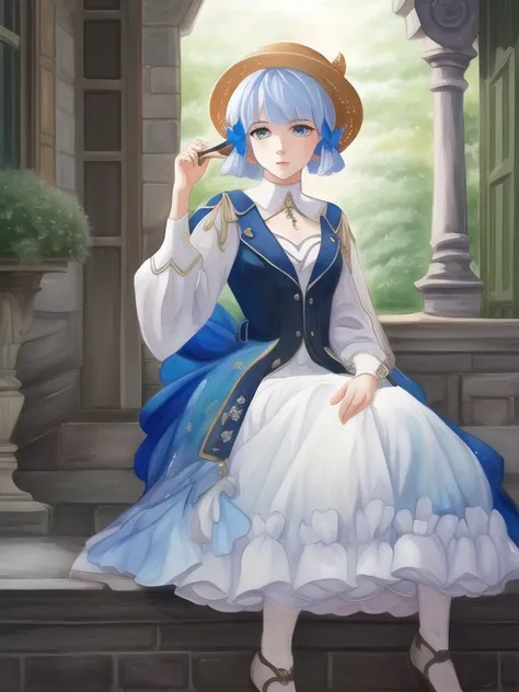 <lora:AyakaSkin_1:1>, (1girl:1.1), solo, digital painting, masterpiece, best quality,1girl, full body, hat, stunningly attractive, light blue hair, kamisato ayaka, genshin impact, perfect feminine face
(Sophie Anderson:1.2), llya Kuvshinov, JB monge, livia prima, rossdraws, Mark Arian
impressionism, water colors, pastels
high res, 8k, octane, vibrant, multiple colors