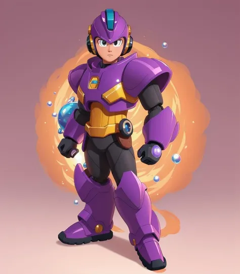 <lora:MMMM_Style:0.7>, standing, 1boy, robot, purple armor, bubbles, helmet, looking at the viewer, hand cannon, intense,
mmmm style, solo, simple background, realistic, hd, shimmering,
<lora:Dwight:0.4>, dwight