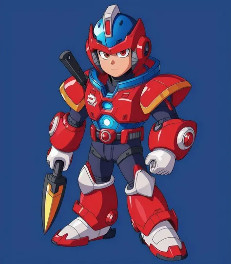 <lora:MMMM_Style:0.7>, standing, 1boy, robot, armor looking at the viewer, blue and silver armor, electric cyber sword, intense,
mmmm style, solo, simple background, masterpiece