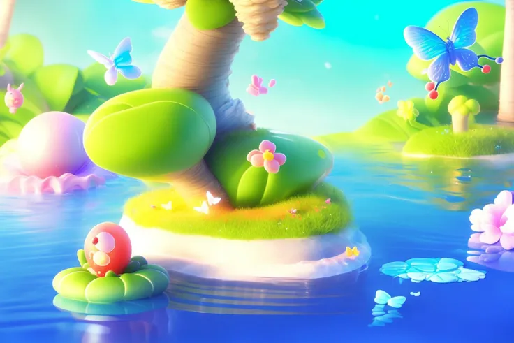 changjing_3d, ((best quality)), ((masterpiece))changjing_3d, no_humans, bug, butterfly, water, blue_butterfly, bubble <lora:changjing_v1:1>