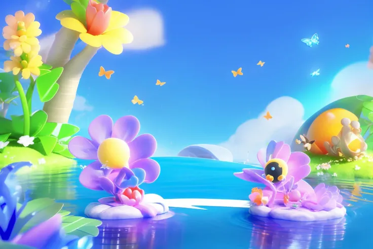 changjing_3d, ((best quality)), ((masterpiece))changjing_3d, no_humans, bug, butterfly, water, blue_butterfly, bubble <lora:changjing_v1:1>