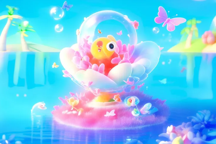 changjing_3d, ((best quality)), ((masterpiece))changjing_3d, no_humans, bug, butterfly, water, blue_butterfly, bubble <lora:changjing_v1:1>