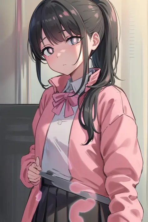 yorumacgirlfriend, <lyco:yoru mac girlfriend-lyco-nochekaiser:0.8>,
yoru mac girlfriend, bangs, black hair, ponytail, sidelocks, (black eyes:1.2), (bright pupils:1.5),
jacket, (pink jacket:1.5), skirt, shirt, bow, school uniform, white shirt, pleated skirt, bowtie, black skirt, black footwear, kneehighs,
BREAK indoors, restaurant,
BREAK looking at viewer, (cowboy shot:1.5),
BREAK <lyco:GoodHands-beta2:1>, (masterpiece:1.2), best quality, high resolution, unity 8k wallpaper, (illustration:0.8), (beautiful detailed eyes:1.6), extremely detailed face, perfect lighting, extremely detailed CG, (perfect hands, perfect anatomy),