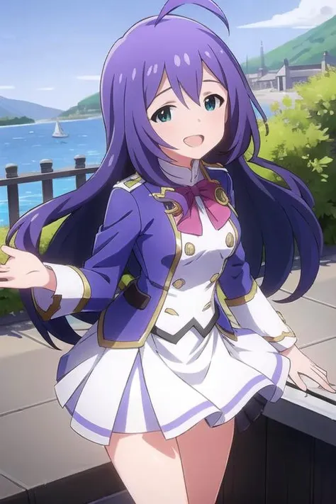 masterpiece, high quality, 1 girl, Mochizuki Anna, small breasts, looking at viewers, smile, :D, cheerful,
marching uniform, short skirt,
beautiful background, beautiful landscape
<lora:MochizukiAnnaV2-09:1>