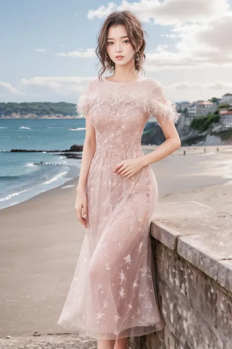 (best quality),[masterpiece],((beautiful:0.75) cute girl:0.75),knees up,standing,looking at viewer,(seaside background:1.2),narrow waist,wide hips,hand on hip, black hair, close-up,
<lora:add_detail:0.6>
<lora:evening dress S11:0.75> dress