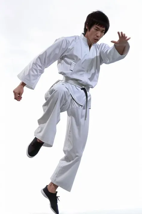 edblstyle, man performing a jump kick, highly detailed, white background,
<lora:Enter_Dragon_v2:0.8>