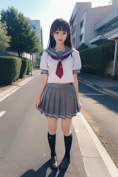ltra-detailed,highly detailed,best quality,masterpiece,illustration,realistic,photorealistic,
llas, cosplay, 1girl, solo,
school uniform, serafuku, sailor collar, short sleeves, necktie, tie clip, pleated skirt,
looking at viewer,
<lora:llas_v1_05:0.7>