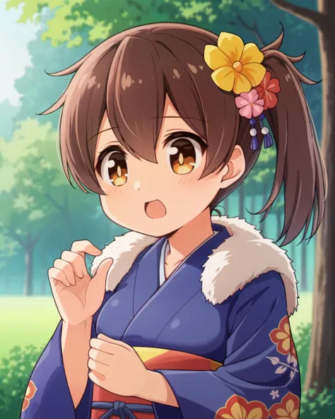 night,Outdoor,Girl,Red eyes,Long twin tails,Brown Hair,Eyebrows visible through hair,(Flat Chest),Blue yukata,Cleavage,Nipples,orgasm,in heat,upper body,intercourse with a man,boy,boy face, {{{suck nipple, lick nipple}}}, tongue touch nipple, orgasm,