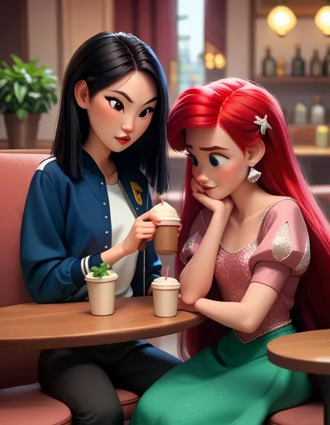 score_9, score_8_up, score_7_up, score_6_up, score_5_up, score_4_up
2girls, pants, cafe <lora:disney3d-ponyxl:0.45>
BREAK
mulan, black hair, letterman jacket
BREAK
ariel