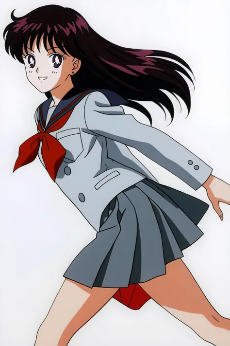 <lora:90s_pony:0.4>,<lora:add-detail-xl:0.3>,
score_9,score_8_up,score_7_up,score_6_up,score_5_up,score_4_up,source_anime,
(masterpiece,highest quality,Super detailed,8k,High resolution,an extremely delicate and beautiful,Official Art,Perfect Anatomy:1.5),((90s anime,90s anime style,Cel-shaded anime,anime screencap,anime coloring:1.25)),(solo:1.5),
perfect face,beautiful,sexy,athletic body,shiny skin,smile,<lora:sailormars-pdxl-nvwls-v1:0.9>,slrmars,black hair,long hair,purple eyes,black sailor collar,red neckerchief,(grey uniform:1.2),school uniform,black skirt,pleated skirt,
((from side,walking,white background:1.5)),((looking at viewer:1.5)),smile,