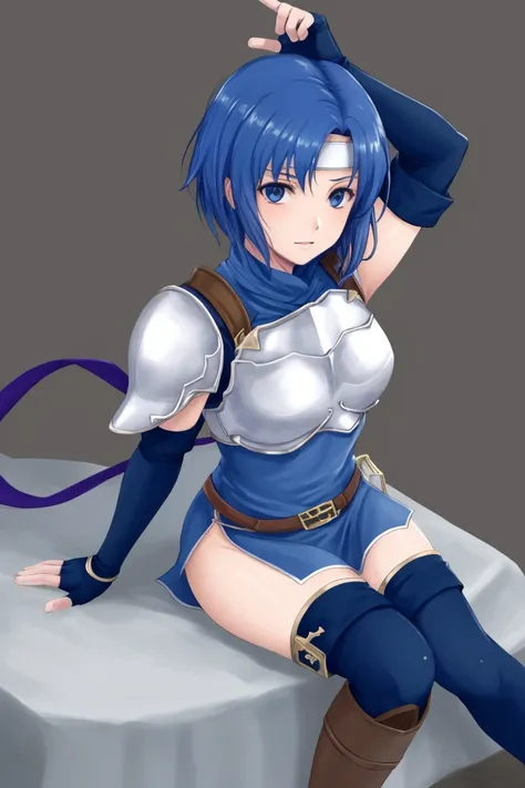 <lora:Catria-05:0.8> catria_og, 1girl, solo, thighhighs, gloves, elbow gloves, fingerless gloves, armor, headband, breastplate, pegasus knight uniform (fire emblem)