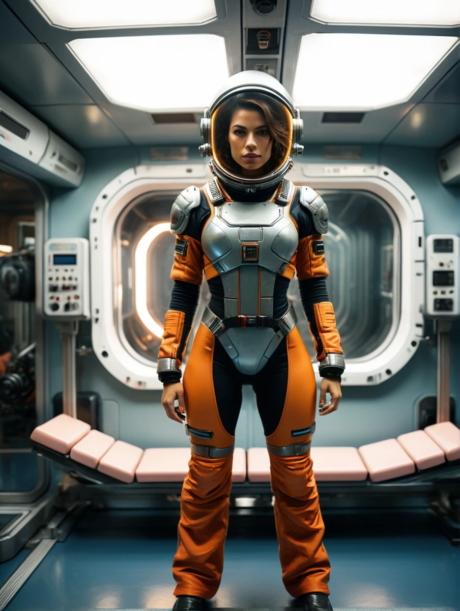 kylie, Horror-themed, nostromostyleai, wearing retro-futuristic space suit,
in space station gym - window to outer space, aerobic machines, treadmills, bench press machines, free weights, ceiling mounted large screen tvs, glass and white and chrome theme, recessed domes.
(solo, full body:1.3), (looking away:1.2), (haze, fog, mist:1.2), chiaroscuro, AnalogRedmAF Colorful stunningly beautiful woman, stunningly rapturously gorgeous : Black ink flow: 8k resolution photorealistic masterpiece: by Aaron Horkey and Jeremy Mann: intricately detailed fluid gouache painting
BREAK
finely detailed skin, sharp focus, (cinematic lighting), collarbone, night, soft lighting, dynamic angle, (detailed face:1.2),
Eerie, unsettling, dark, spooky, suspenseful, grim, highly detailed, (skin details, skin texture, pores) 4k, uhd,
(film grain, bokeh, shallow depth of field, sharp focus, full sharp, vignette:1), rule of thirds, (hyper detailed, highly detailed, volumetrics)
BREAK
shot with arri alexa mini, (miniature effect, expired film, warm tones, analog, light leaks, vintage photography, selective focus, highly detailed, vibrant, perspective control, tilt shift), subsurface scattering, f2, 35mm, detailed eyes, perfect eyes, detailed lips, detailed nose, detailed face, detailed hands, detailed fingers, perfect fingers, detailed fingernails, detailed clothing and accessories
<lora:add-detail-xl:1>
<lora:xl_more_art-full_v1:0.5>
<lora:AnalogRedmondV2-Analog-AnalogRedmAF:0.1>
<lora:Kylie_SDXL_v1b_Platypus:1> <lora:NostromoStyleAIv2:0.8>