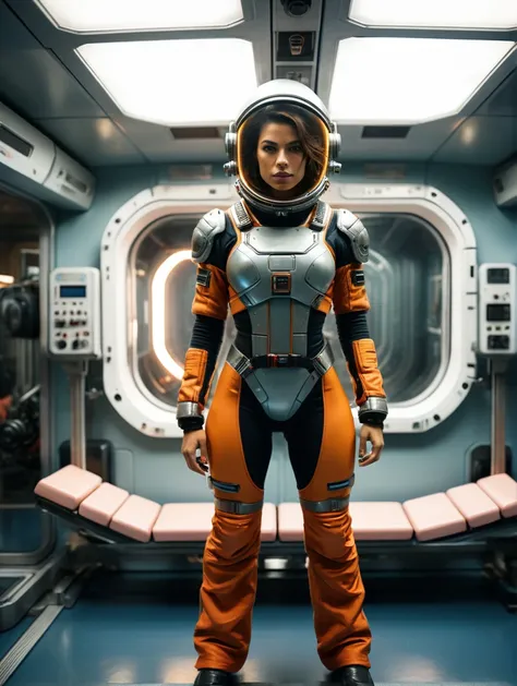 kylie, Horror-themed, nostromostyleai, wearing retro-futuristic space suit,
in space station gym - window to outer space, aerobic machines, treadmills, bench press machines, free weights, ceiling mounted large screen tvs, glass and white and chrome theme, recessed domes.
(solo, full body:1.3), (looking away:1.2), (haze, fog, mist:1.2), chiaroscuro, AnalogRedmAF  Colorful stunningly beautiful woman, stunningly rapturously gorgeous : Black ink flow: 8k resolution photorealistic masterpiece: by Aaron Horkey and Jeremy Mann: intricately detailed fluid gouache painting
BREAK
finely detailed skin, sharp focus, (cinematic lighting), collarbone, night, soft lighting, dynamic angle, (detailed face:1.2),
Eerie, unsettling, dark, spooky, suspenseful, grim, highly detailed, (skin details, skin texture, pores) 4k, uhd,
(film grain, bokeh, shallow depth of field, sharp focus, full sharp, vignette:1), rule of thirds, (hyper detailed, highly detailed, volumetrics)
BREAK
shot with arri alexa mini, (miniature effect, expired film, warm tones, analog, light leaks, vintage photography, selective focus, highly detailed, vibrant, perspective control, tilt shift), subsurface scattering, f2, 35mm, detailed eyes, perfect eyes, detailed lips, detailed nose, detailed face, detailed hands, detailed fingers, perfect fingers, detailed fingernails, detailed clothing and accessories
<lora:add-detail-xl:1>
<lora:xl_more_art-full_v1:0.5>
<lora:AnalogRedmondV2-Analog-AnalogRedmAF:0.1>
<lora:Kylie_SDXL_v1b_Platypus:1> <lora:NostromoStyleAIv2:0.8>