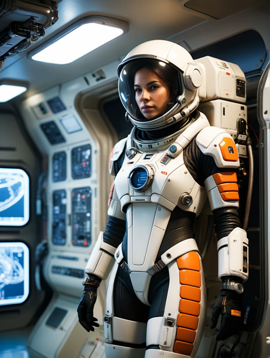 kylie, Horror-themed, nostromostyleai, wearing retro-futuristic space suit,
in space station shuttle bay - reverse engineering captured UFO, shuttle, schematics, duct tape, intercom panel, clean room, quad rover, massive gas tanks, cables hoses, scientific machinery, sacred geometry, rolling chalkboard with equations.
(solo, full body:1.3), (looking away:1.2), (haze, fog, mist:1.2), chiaroscuro, AnalogRedmAF Colorful stunningly beautiful woman, stunningly rapturously gorgeous : Black ink flow: 8k resolution photorealistic masterpiece: by Aaron Horkey and Jeremy Mann: intricately detailed fluid gouache painting
BREAK
finely detailed skin, sharp focus, (cinematic lighting), collarbone, night, soft lighting, dynamic angle, (detailed face:1.2),
Eerie, unsettling, dark, spooky, suspenseful, grim, highly detailed, (skin details, skin texture, pores) 4k, uhd,
(film grain, bokeh, shallow depth of field, sharp focus, full sharp, vignette:1), rule of thirds, (hyper detailed, highly detailed, volumetrics)
BREAK
shot with arri alexa mini, (miniature effect, expired film, warm tones, analog, light leaks, vintage photography, selective focus, highly detailed, vibrant, perspective control, tilt shift), subsurface scattering, f2, 35mm, detailed eyes, perfect eyes, detailed lips, detailed nose, detailed face, detailed hands, detailed fingers, perfect fingers, detailed fingernails, detailed clothing and accessories
<lora:add-detail-xl:1>
<lora:xl_more_art-full_v1:0.5>
<lora:AnalogRedmondV2-Analog-AnalogRedmAF:0.1>
<lora:Kylie_SDXL_v1b_Platypus:1> <lora:NostromoStyleAIv2:0.8>