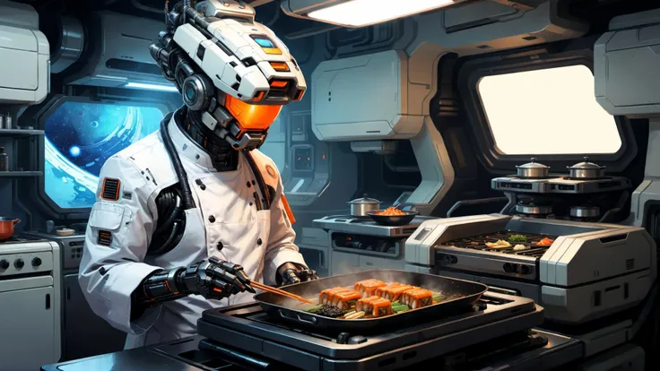 detailed ink, pen and ink, best quality, sci-fi style, nostromostyleai hibachi chef mecha <lora:NostromoStyleAIv2:1> Highly detailed, amazing, High quality, futuristic, technological, space themes, advanced civilizations, 2d, flat, art on paper, detailed illustration, cinematic, ultra highly detailed, tiny details, beautiful details, vibrant colors, complex background <lora:XL More Art Full v1:0.5>, style of Atelier Olschinsky