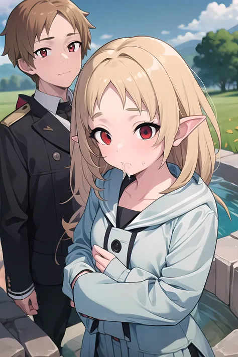 <lora:sister_and_little_brother_V2:1>, 2 people, sister_and_little_brother, They stand next to each other
BREAK, 1girl,  Tall thin girl, sylphiette, <lora:sylphiettetest:0.5>, elf, forehead, green hair, pointy ears, (red eyes:1.5), short eyebrows, short hair,  
BREAK, <lora:rudeus_greyrat:0.5>, rudeus_greyrat, green eyes, blonde hair, school uniform, short small boy, 
BREAK ,<lora:CheekBulgeFellatioMS:1> , Cum dripping from the mouth,  a lot of sperm in her mouth, cheeks puffed out due to the amount of sperm, Cheeks are very swollen from sperm, Swelling of the cheeks, cheeks bulge, 
BREAK, outdoors, Meadows, near a small stream, fields of wheat, (masterpiece:1.2), best quality, high resolution, unity 8k wallpaper, (illustration:0.8), (beautiful detailed eyes:1.6), extremely detailed face, perfect lighting, extremely detailed CG, (perfect hands, perfect anatomy), A single image