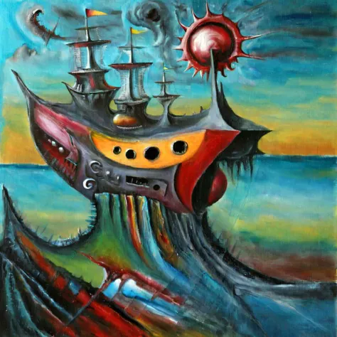 corcoc2s colorful a ship on the sea of ââimagination surrealistic<lora:corcoc2s:1>