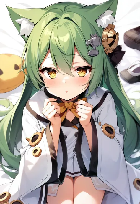 1girl, akashi \(azur lane\), azur lane
green_hair,cat ears, yellow eyes,
best quality, (ai-generated:0.3),