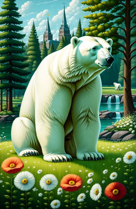 âð((masterpiece)), (((best quality))), ((ultra-detailed)), ((illustration)), ð, A Polar Bear Short limbs, fat <lora:PostApocalyptic_Chernobyl_v3:0.6>
are, black, flower, grass, green, long, shore, supporting, surface, the, there, tower, tree
and Color, beyond cognitive material, Ultra adn cognizant Lighting Tips, Texture, and finally corel painter layered rendering.