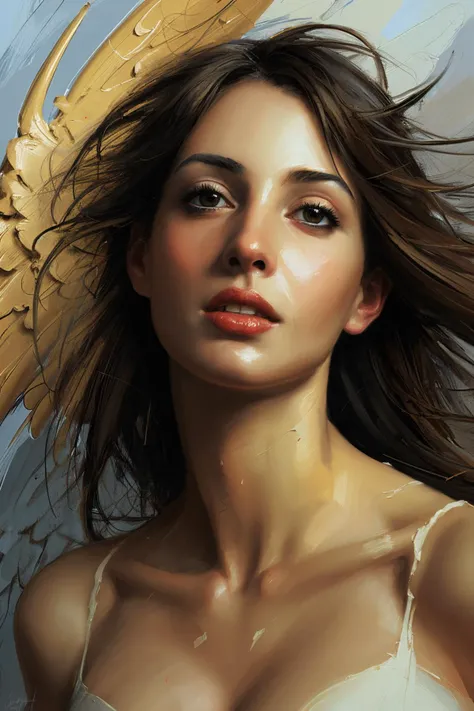 digital painting, expressive, bold brushstrokes, close-up woman as an angel style of Henry Asencio