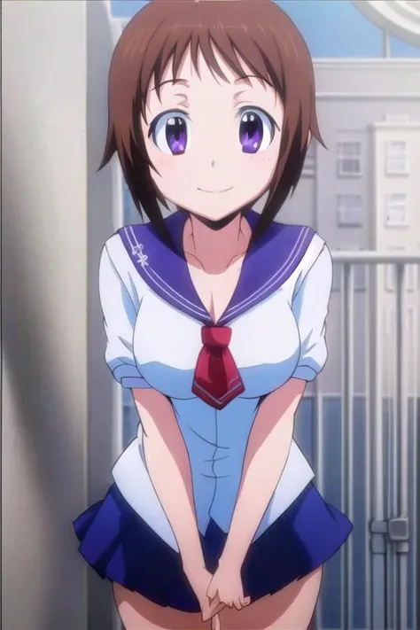 (Very Beautiful 1 girl), ((masterpiece)), ((wallpaper 8K)), pixiv,  ui wakana <lora:Ui_v3:0.9> flush, smiling, <lora:GoodHands-vanilla:1>, <lora:school_rooftop_v0.1:1> school, rooftop