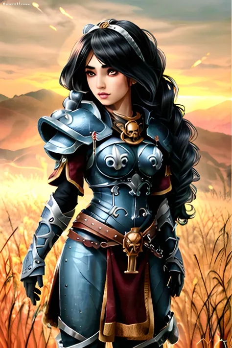 volumetric lighting, best quality, masterpiece, intricate, volumetric lighting, cinematic, 8k, cinematic lighting, masterpiece, perfect, intricate details, tonemapping<lora:whsororitas_v4:0.6>, whsororitas, <lora:Jasmine_character-20:0.6>,JasmineWaifu(black hair, blue ribbon,multi-tied hair, long hair)