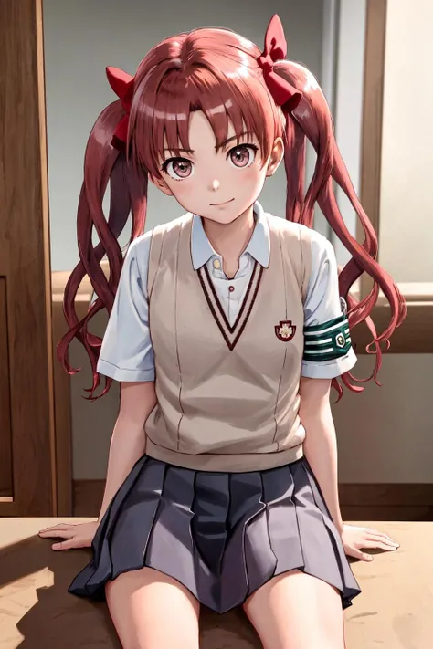 masterpiece, best quality, highres, 1girl hair bow, tokiwadai school uniform <lora:shirai_kuroko:1> armband