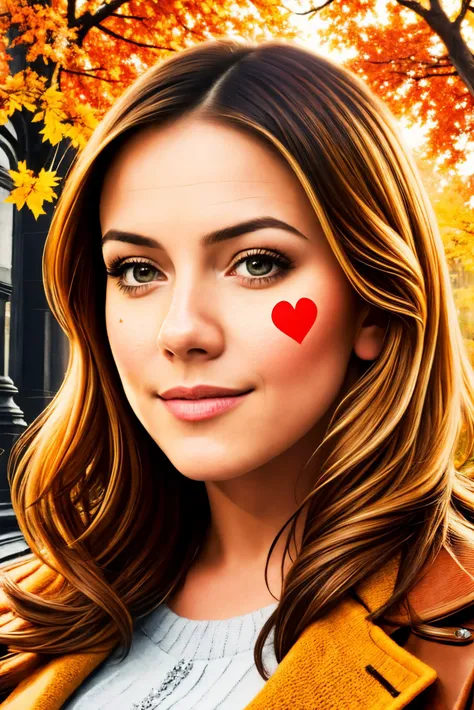 cheek heart right full red, sexy face, spy, face, detailed background,
([Sienna( :0)Miller|litt(:0)le caprice|Alyssa( :0)Milano]:0.9), wearing sleefest,
City park and autumn leaves falling, midjourney style,komrant style,
[cartoon, anime :realistic, real life, hyper realistic:0.20],
beautiful young woman, symmetrical face,  fit, illuminated,
wild nature
<lora:electra_heart:0.90>