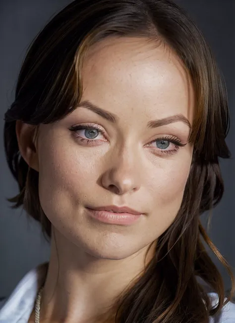 portrait of Olivia Wilde, crazy , wearing sweatshirt , with dark brown Side-swept bangs , background autumn, epic (photo, studio lighting, hard light, sony a7, 50 mm, matte skin, pores, colors, hyperdetailed, hyperrealistic), <lyco:Olivia Wilde:1.1>
