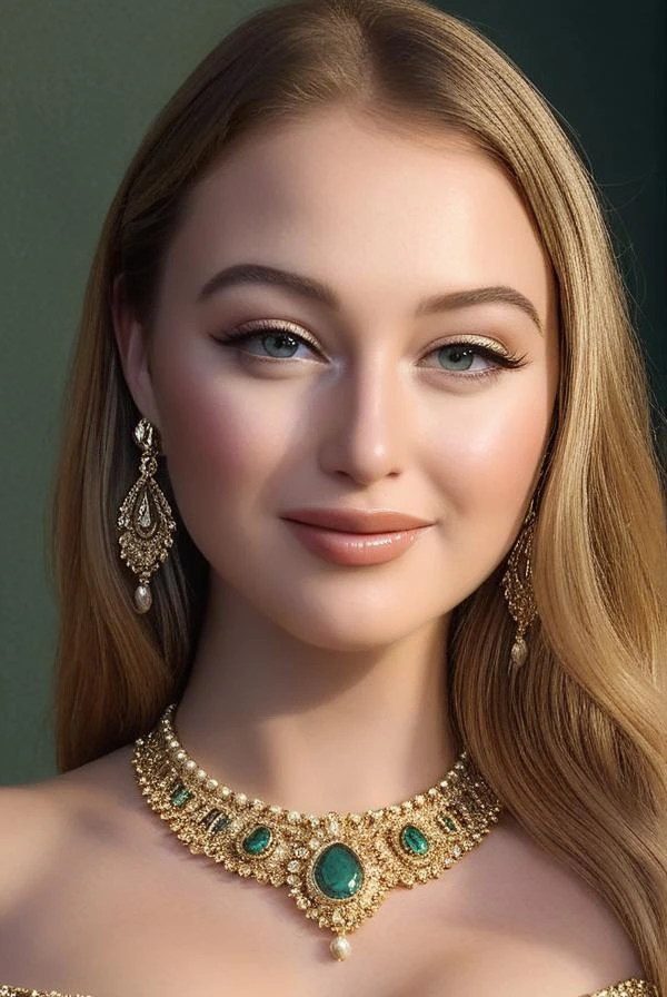 <lora:IskraLawrenceXL:0.85>, (full stand, full frame, full body shot:1.7), east arab persian princess, jasmine belly dancer, wide curvy hips, lush curly grand hairstyle, art of (realistic:1.3), finely detailed, quality, rembrandt lighting, (masterpiece:1.2), (photorealistic:1.2), best quality, (detailed skin:1.3), (intricate details), dramatic, french blond woman, 18 years old, detailed skin texture, (blush:0.5), (goosebumps:0.5), subsurface scattering, (large breasts, huge bust:1.3), makeup, (gold embroidery, frills, pearls:1.2), (bright sunny day), <lora:add-detail-xl:1>, wide open big green eyes, smile, happy, <lora:DetailedEyes_V3:1>, Pop Art