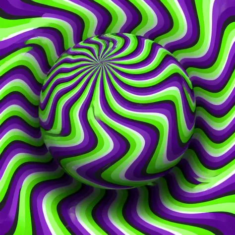 Optical illusion, opti, illusion, (no humans:0.90), (purple background:0.72), (abstract:0.36), ball, purple theme, green theme, black and white lines, zig zag, moving, spinning. spiral <lora:Optical_Illusion_XL-KK:1>