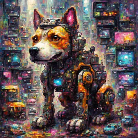 a a robot dog, outdoor,luisap,anime,   <lora:one10_lora:0.7>