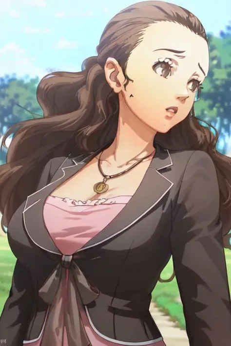 ((((((best-cinematically-realistic-ever-perfect, best-digital-8k-UHD-movie-realistic-perfect , best-real-human-likeness-ever-perfect stunning-ultra-flawless-cute-beauty-perfect, highest-quality-details-only-perfect, masterpiece-anatomy-perfect, extremely-detailed-surfaces-perfect, extremely-accentuated-details-perfect, best-strands-of-hair-details-ever-perfect)))))) ((, outdoors, official-style, official-style-genuine, official-style-perfect,)) <lora:eriminami trigger -Eri Minami Persona 4-:1>milf-Eriminami, necklace, full-body