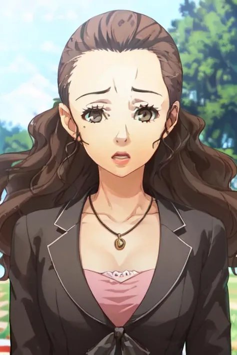 ((((((best-cinematically-realistic-ever-perfect, best-digital-8k-UHD-movie-realistic-perfect , best-real-human-likeness-ever-perfect stunning-ultra-flawless-cute-beauty-perfect, highest-quality-details-only-perfect, masterpiece-anatomy-perfect, extremely-detailed-surfaces-perfect, extremely-accentuated-details-perfect, best-strands-of-hair-details-ever-perfect)))))) ((, outdoors, official-style, official-style-genuine, official-style-perfect,)) <lora:eriminami trigger -Eri Minami Persona 4-:1>milf-Eriminami, necklace, full-body