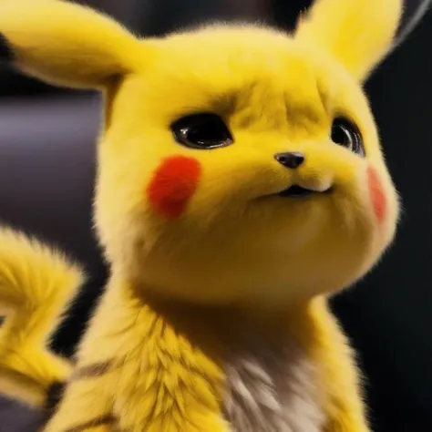 solo, pikachu, bust portrait, realistic, photorealism, photo, neutral expression, <lora:detective_pikachu_style v1.0:1>