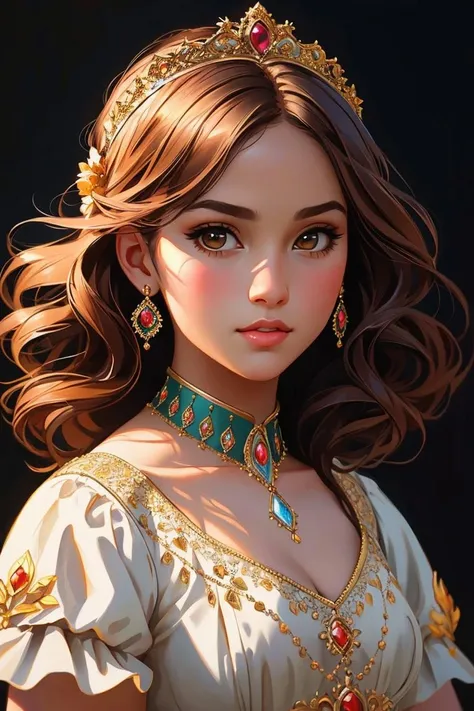 full shot body, most beautiful artwork in the world, (princess),cute girl, professional majestic oil painting, trending on ArtStation, trending on CGSociety, Intricate, High Detail, Sharp focus, sharp image,hd, realistic reflects,dramatic, photorealistic painting art, catoonized, pinterest,