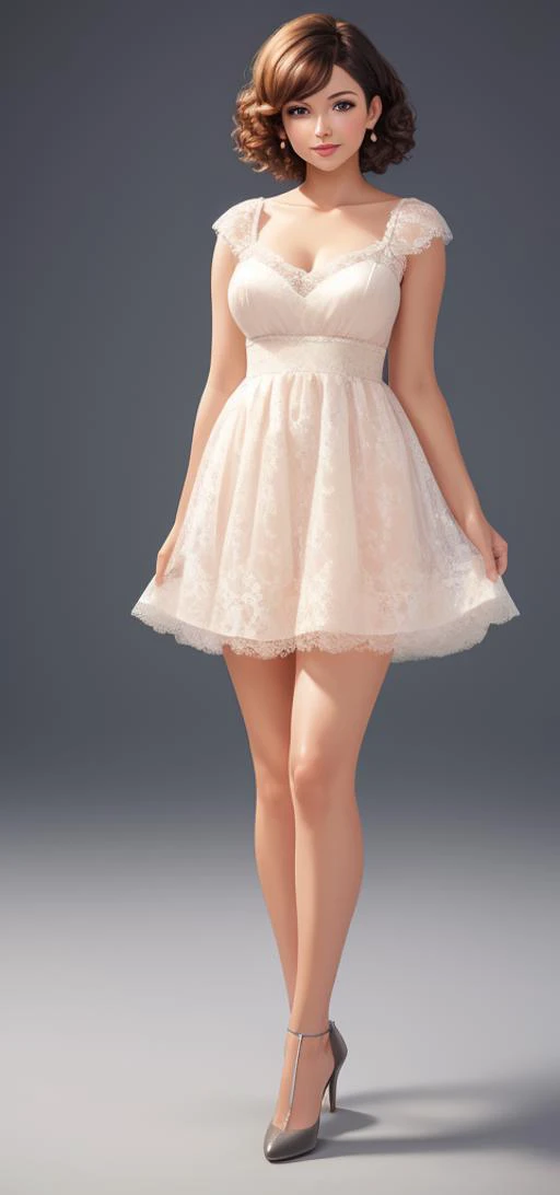 masterpiece, best quality, 8K,hi res, realism,
score_9, score_8_up, score_7_up,
mature_female,
short hair, curly_hair
dress in lace babydoll
high heel ,
standing ,
breast bokeh,
shiny skin,
depth of field,
simple_background,
light on face,
cinematic lighting,
full body full shot including body and heel,
(realistic, photo realism:1.3), (highest quality), (best shadow), (best illustration).
<lora:lbc_black_dress_240330_v1.0:0.2>