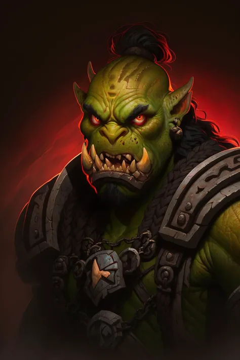 portrait of orc warrior, blizzard entertainment, detailed skin, skin imperfections, warcraft,The lighting should be warm and inviting, casting a gentle glow and highlighting the rich colors of its flesh, background Cinematic Hollywood Film Style, shallow depth of field, vignette, highly detailed, high budget, bokeh, cinemascope, moody, epic, gorgeous, film grain, grainy,wangwei,